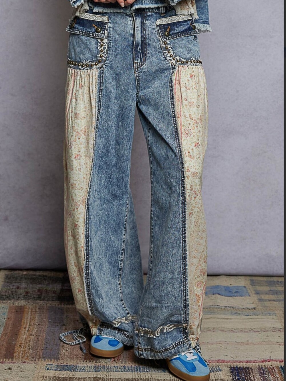 #1915 POL Heirloom Romance Floral Inset Jeans